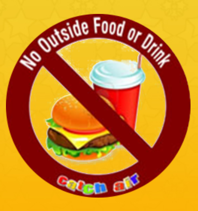 No Outside Food or Drink Sign Board in Yellow Background