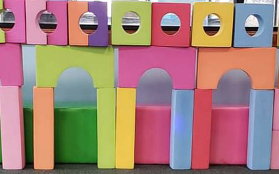 Playing Blocks in Different Colors Lined Up